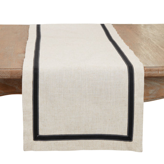 Cream & Black Accent Table Runner