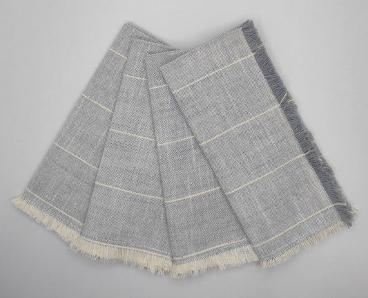 Fringed Gray & Cream Napkin Set