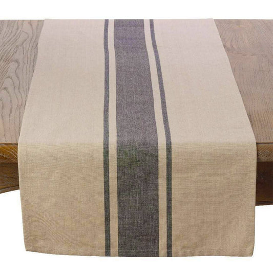 Rustic Banded Cotton Table Runner