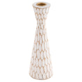 Load image into Gallery viewer, Whitewashed Hand Carved Taper Candleholders
