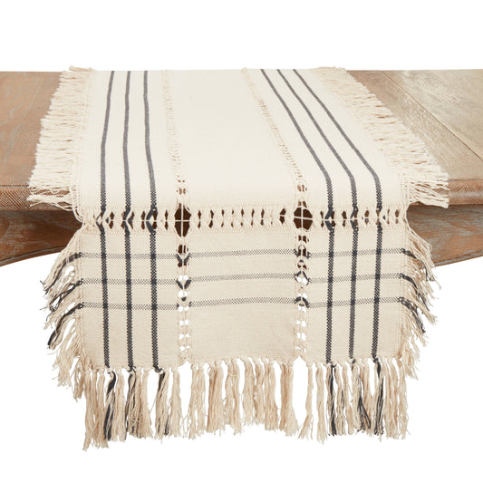 Plaid Hemstitch Table Runner with Fringe