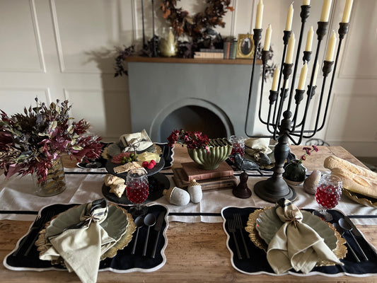 Cream & Black Accent Table Runner