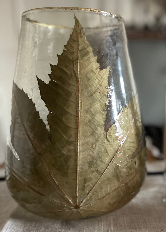 Embedded Hand-Blown Hurricane Vase