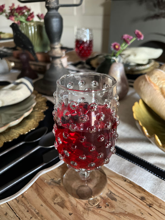 Hobnail Stemmed Glasses - Set of 6