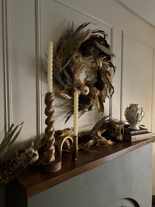 Mango Wood Twisted Taper Candle Holder