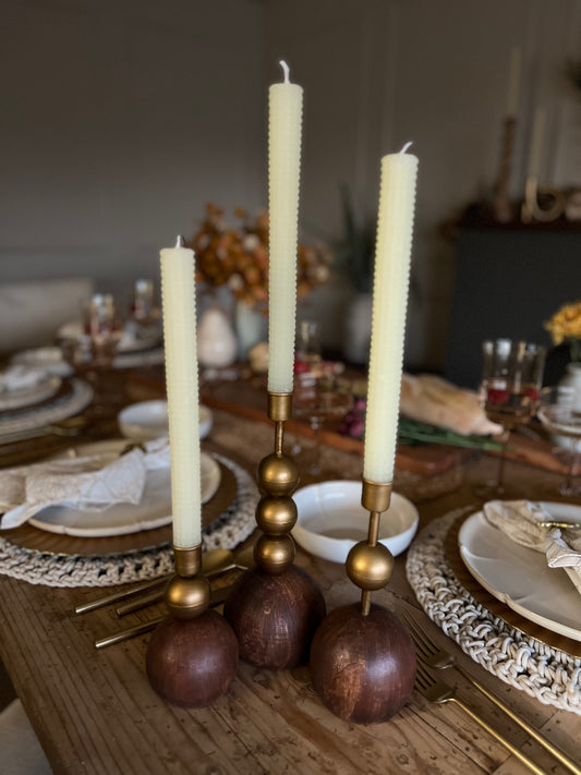 Hobnail Taper Candle Set