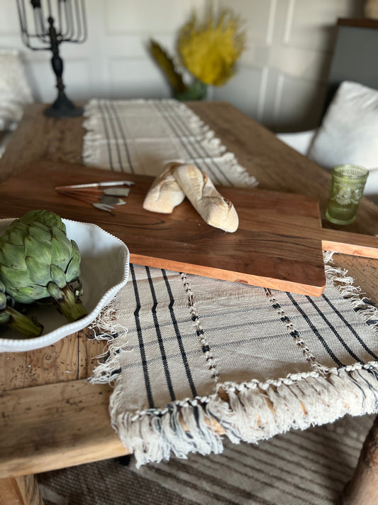 Plaid Hemstitch Table Runner with Fringe