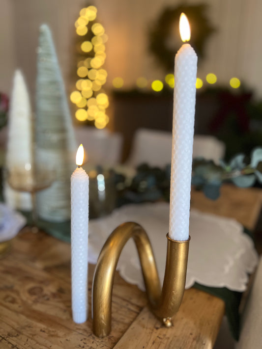 White Honeycomb Battery Candles