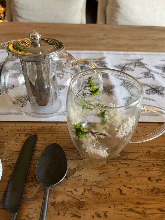 Double insulated Glass Flower Mug