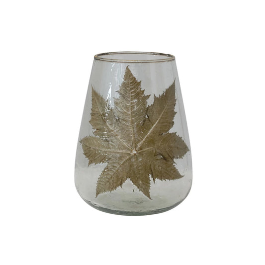 Embedded Hand-Blown Hurricane Vase