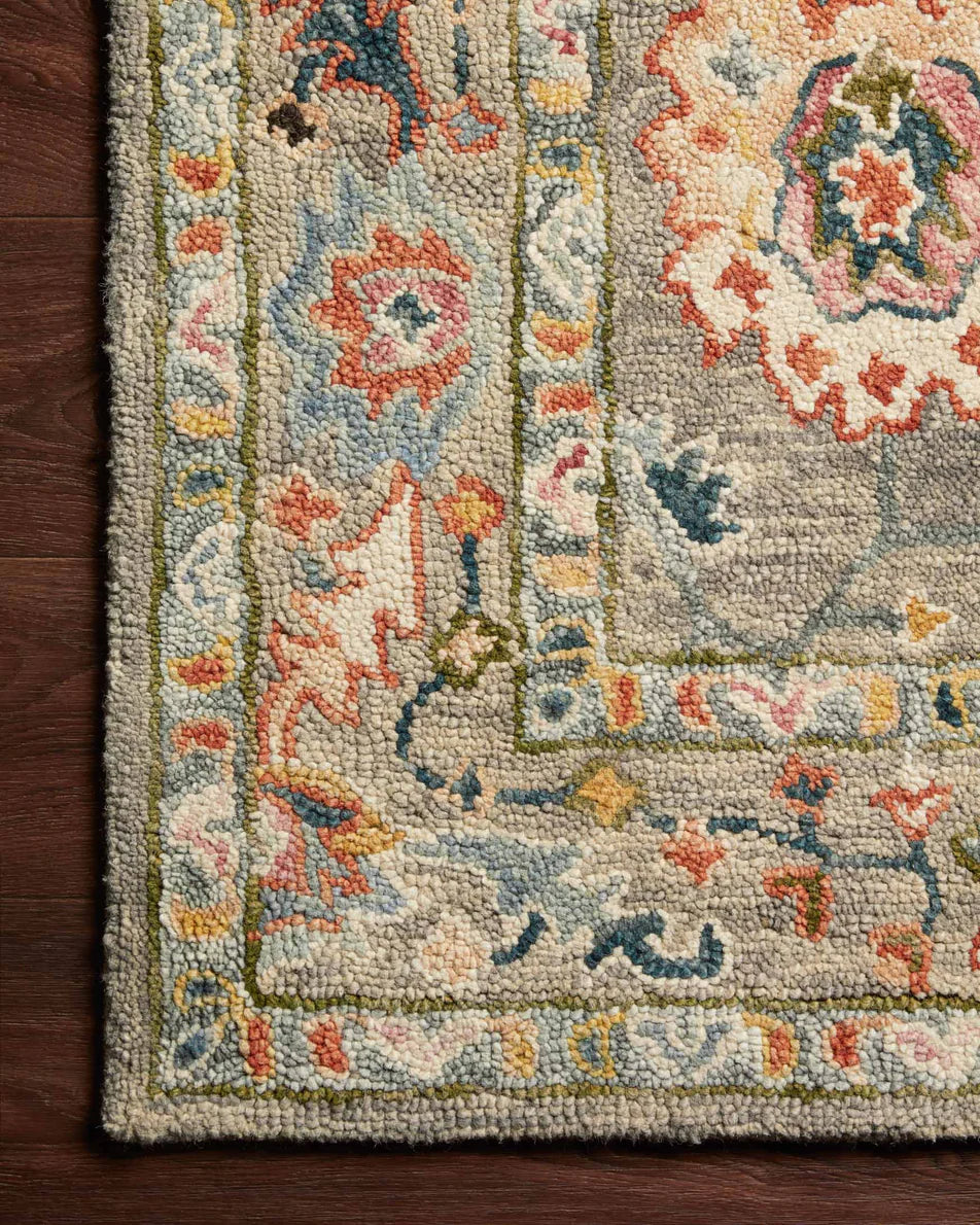 Padma Gray / Multi-Colored Rug With Border