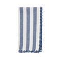 Load image into Gallery viewer, White & Blue Striped Whipstitch Cloth Napkin
