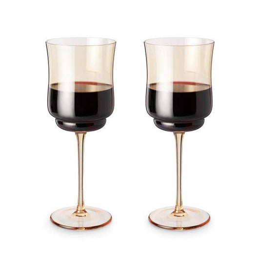 Amber-Tinted Glass Stemmed Wine Glasses