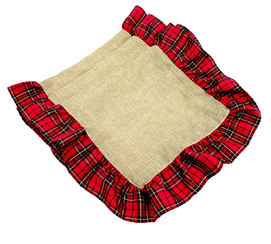 Tartan Plaid Ruffled Trim Holiday Table Runner