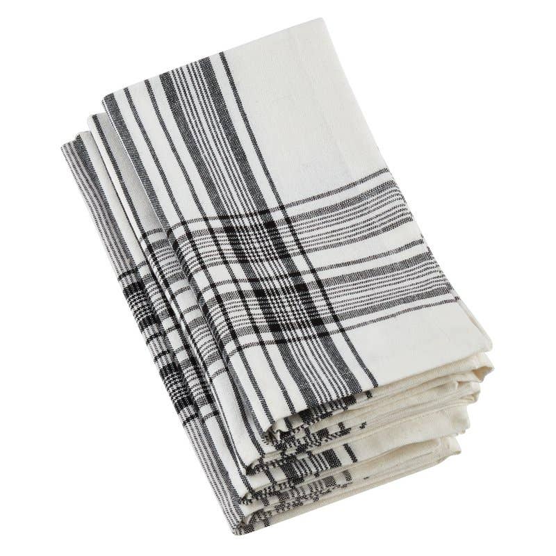 Black & White Plaid Cloth Dinner Napkin