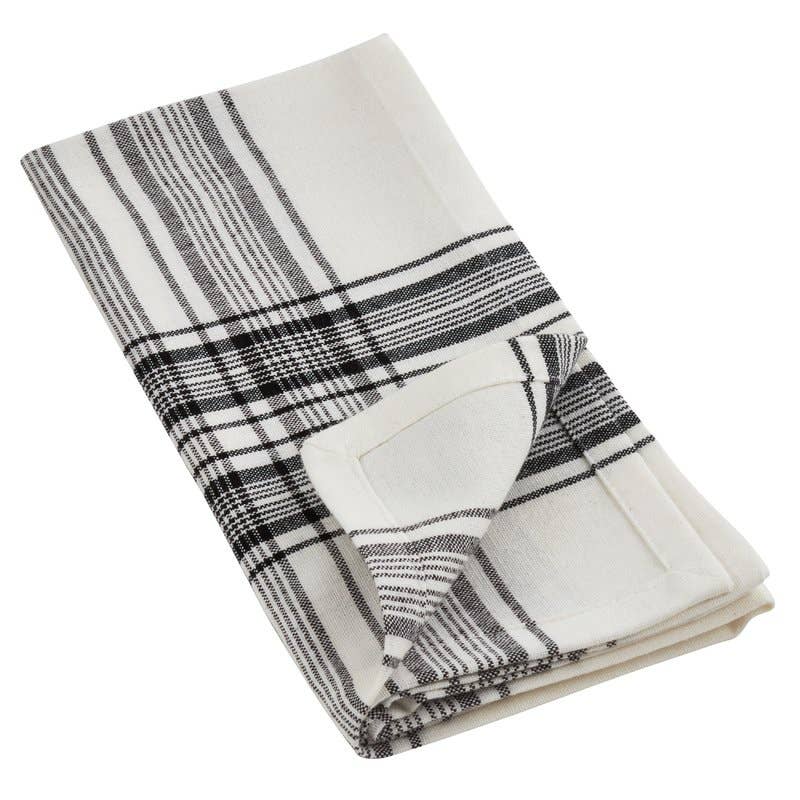 Black & White Plaid Cloth Dinner Napkin