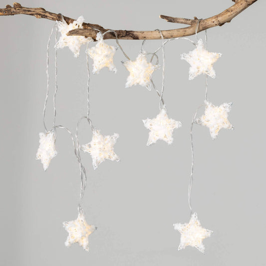 White Lighted Star Garland