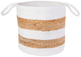 Load image into Gallery viewer, White Block Large Cotton Jute Basket
