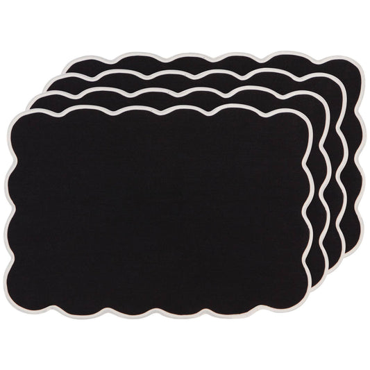 Black Scalloped Placemat Set of 4