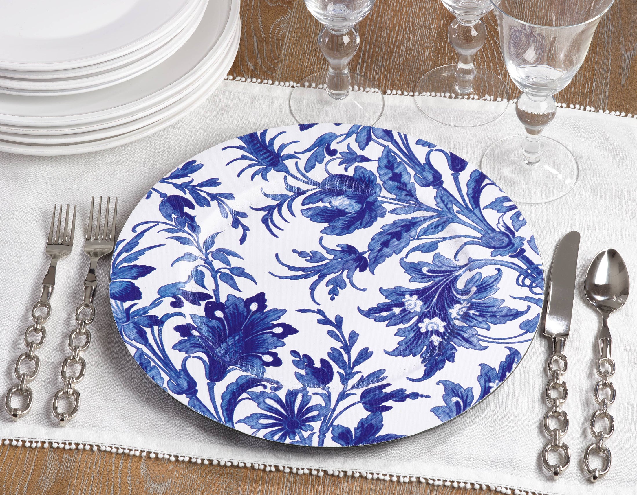 Blue Floral Print Charger