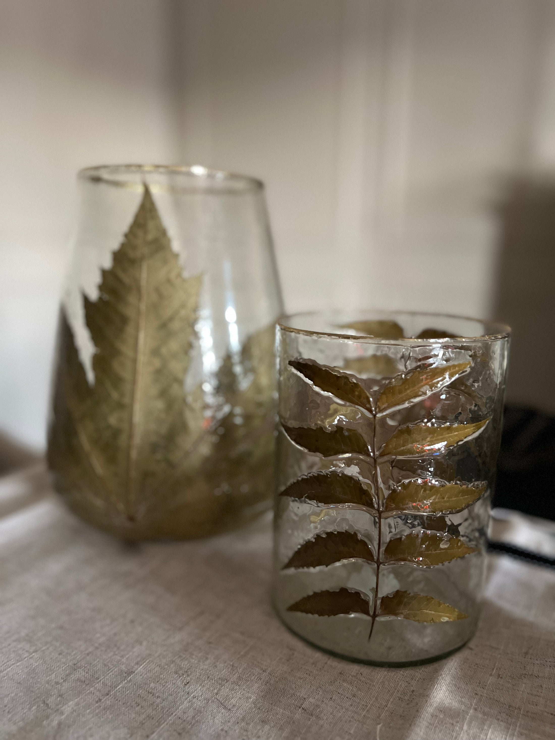 Embedded Hand-Blown Hurricane Vase