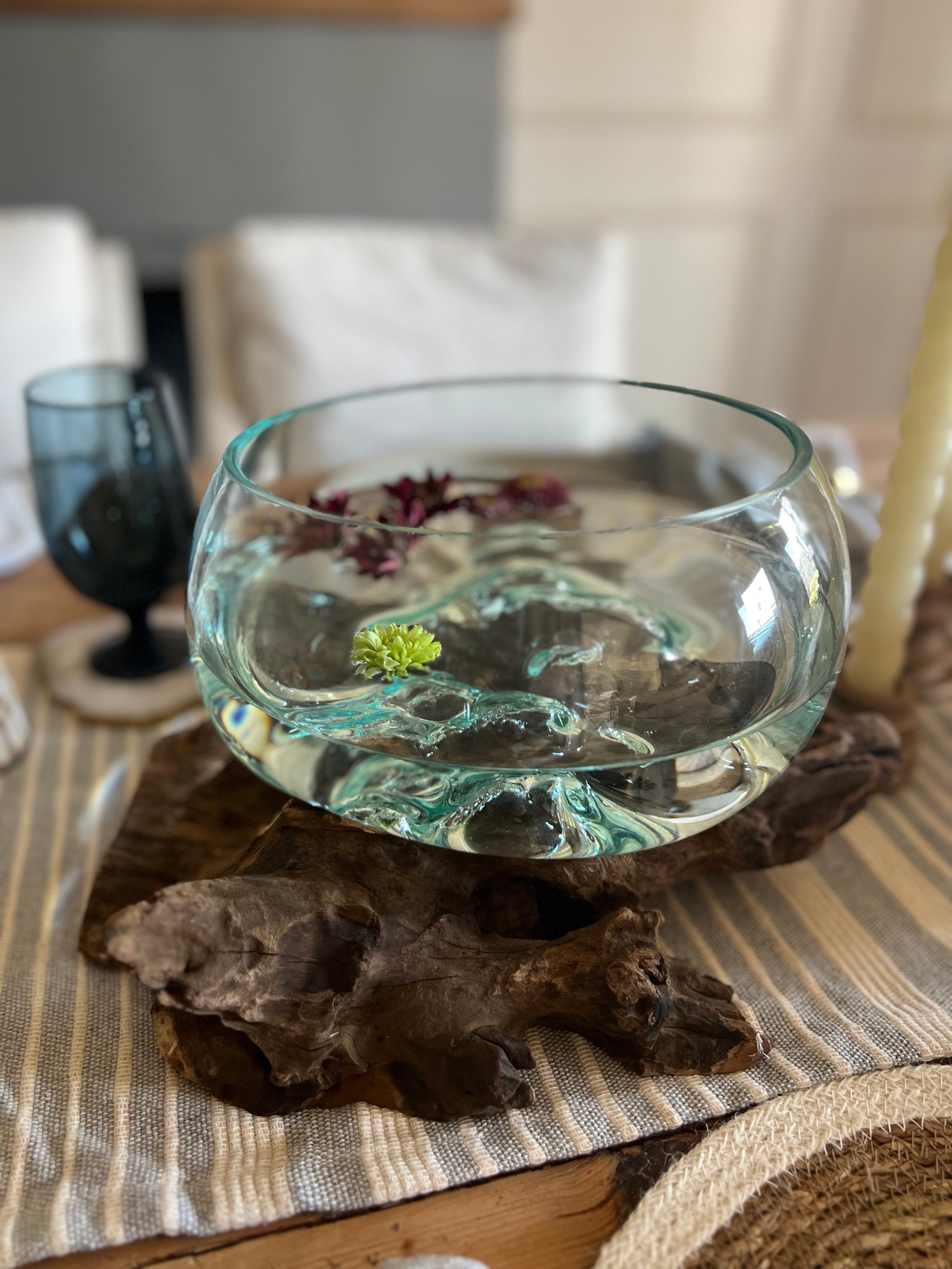 Melted Glass on Driftwood Bowl - Large