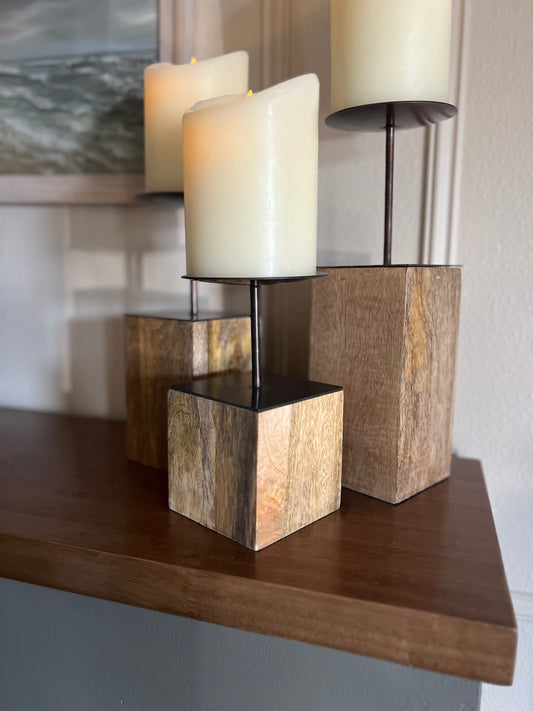 Block Pillar Candle Holder Set