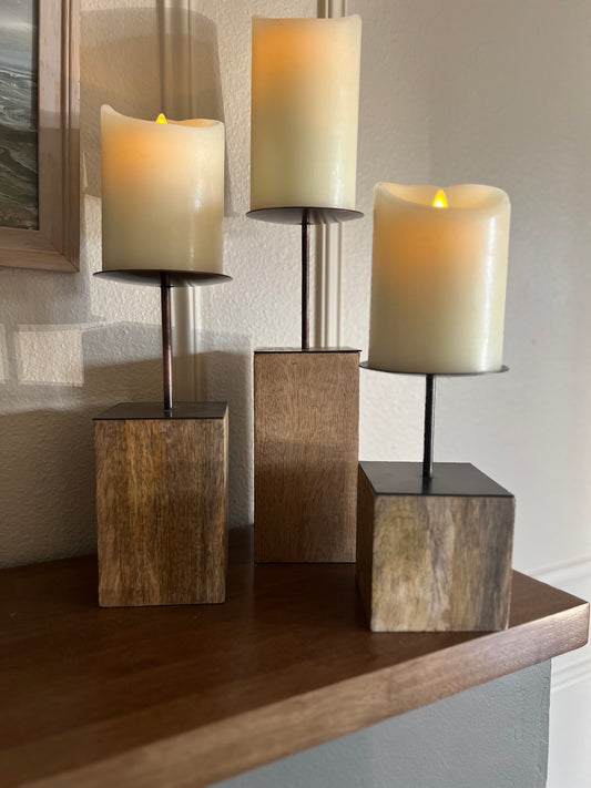 Block Pillar Candle Holder Set