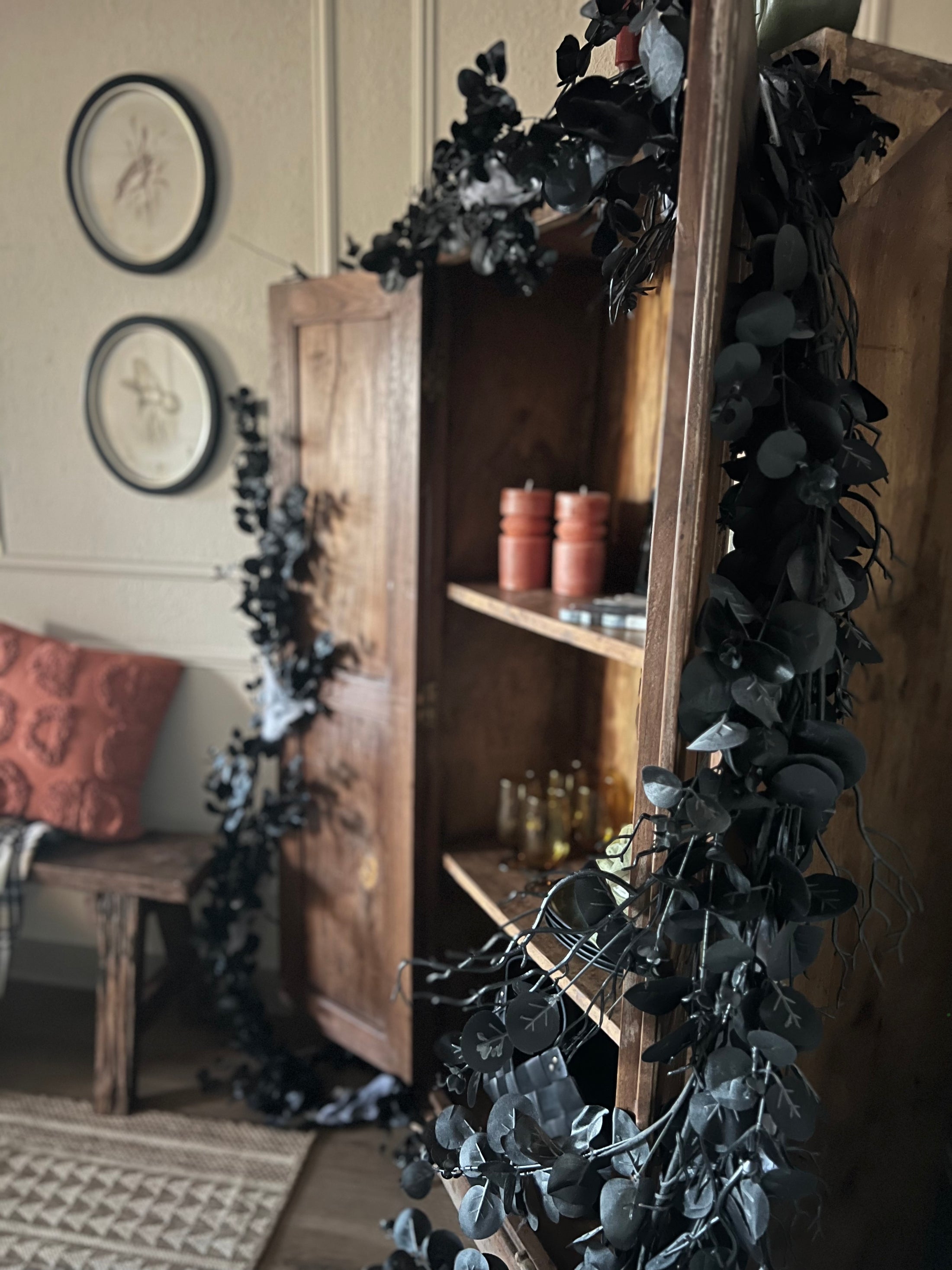 Black Eucalyptus Garland - 16' long