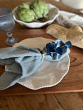 Load image into Gallery viewer, Eucalyptus Leaf Blue Napkin Rings - Set of 4
