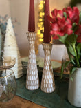 Load image into Gallery viewer, Whitewashed Hand Carved Taper Candleholders
