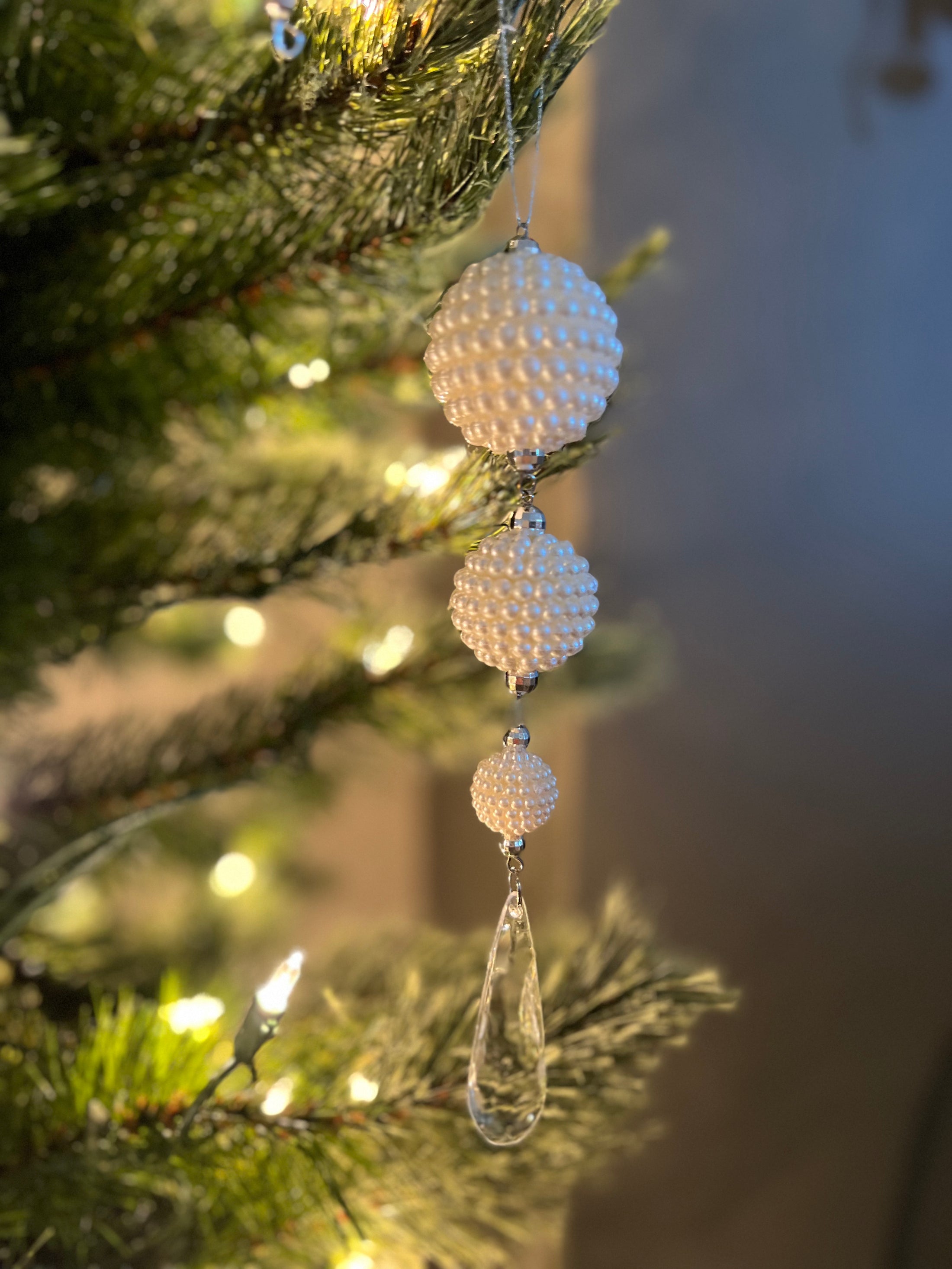 Pearl Beaded Drop Ornament Set