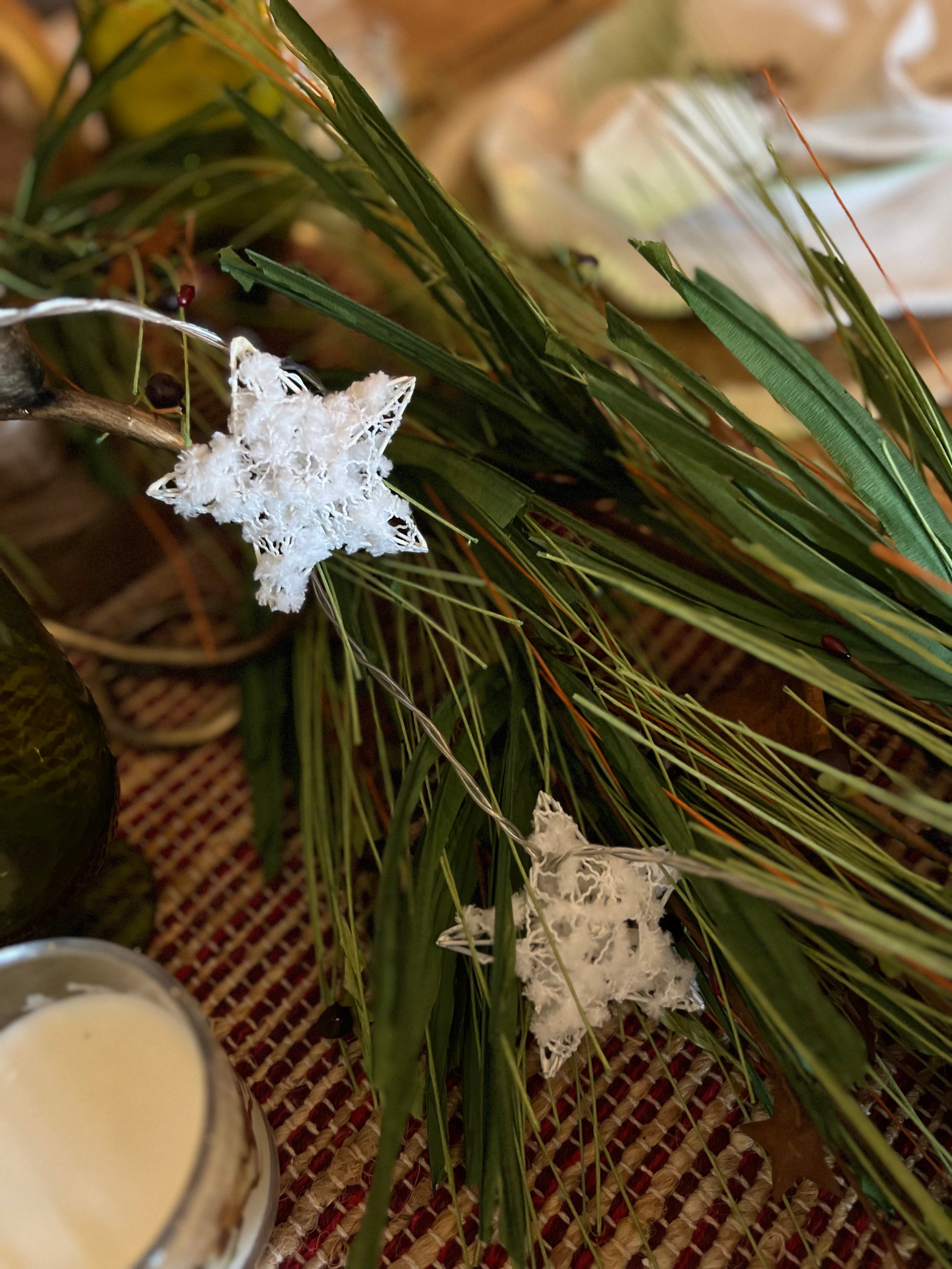 White Lighted Star Garland