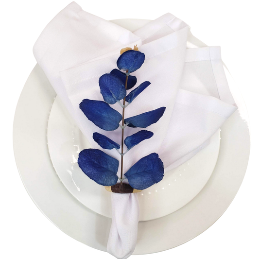 Eucalyptus Leaf Blue Napkin Rings - Set of 4