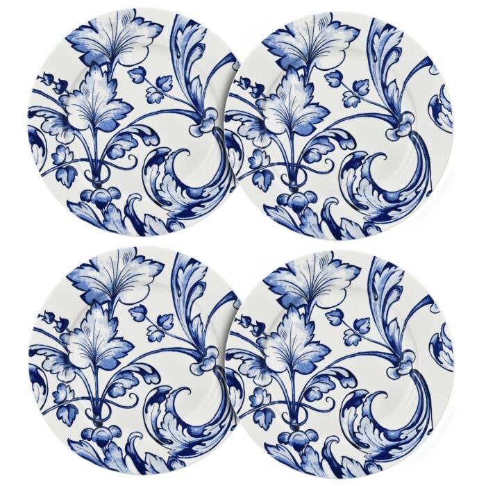 Blue Floral China Dinner Plate Set