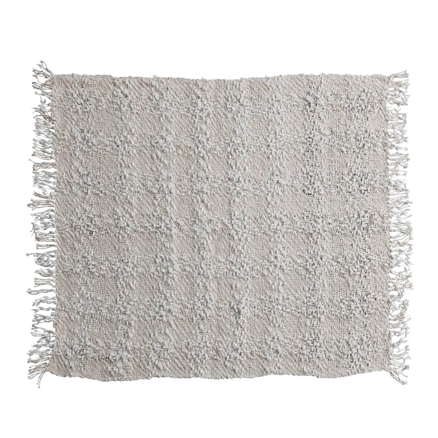 Cozy Cable Knit Throw with Fringe