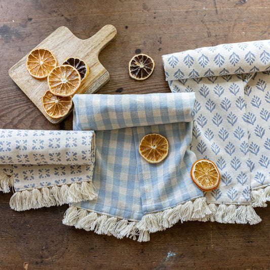 Light Blue Plaid Tea Towel Set