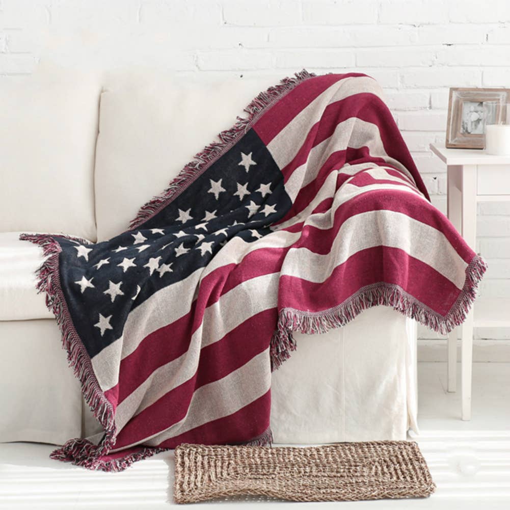 American Flag Double Knit Throw Blanket