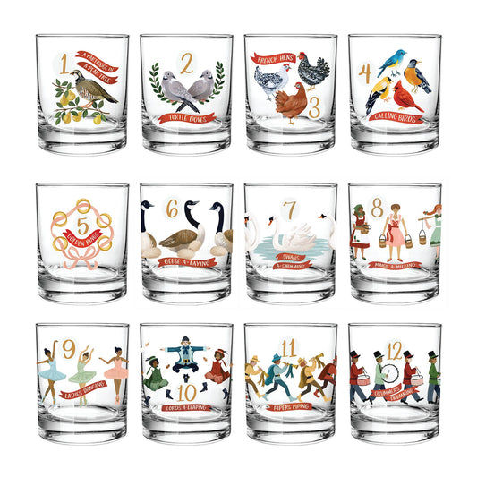 12 Days Of Christmas Short Juice Glass Set