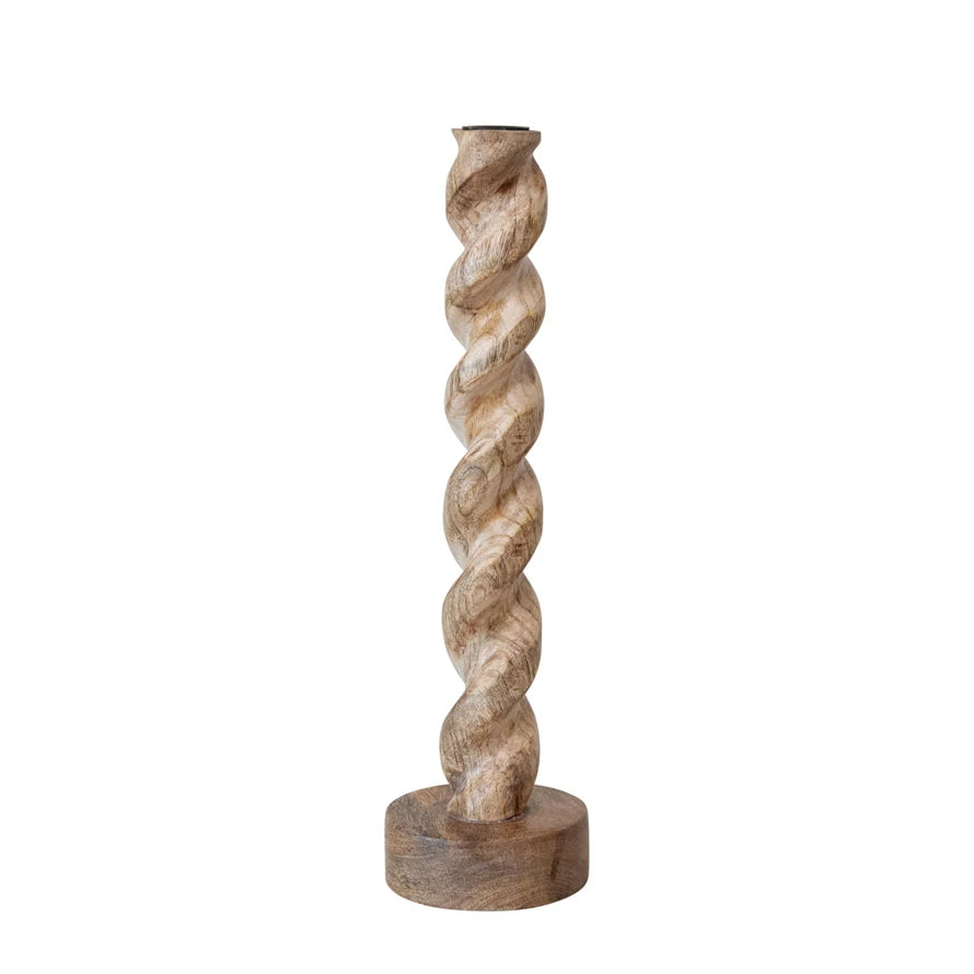 Mango Wood Twisted Taper Candle Holder